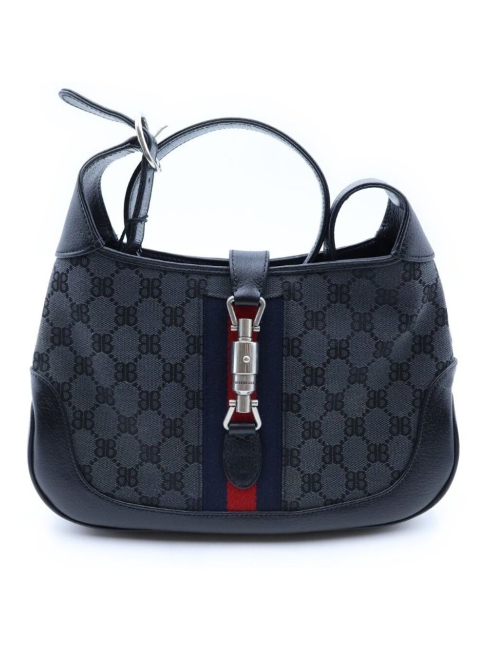 Gucci Hacker Project Jackie BB Canvas Leather Bag Black Silver